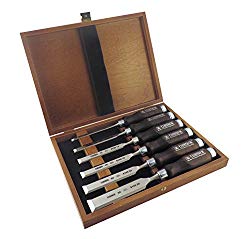 Narex 6 pc set 6mm (1/4"), 10 (3/8"), 12 (1/2"), 16 (5/8"), 20 (13/16") , 26 (1 1/16") Woodworking Chisels in Wooden Presentation Box 853053
