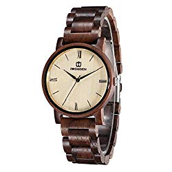 IWOODEN Wood Watch for Men Quartz Mens Watch Engraved Wooden Personlized Wrist Watch with Watch Gift Case for Men (without engraved)