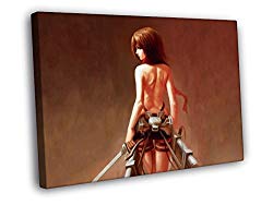 H5V6304 Attack on Titan Mikasa Ackerman Shingeki no Kyojin Hot Sexy Nude Back Anime Manga Art 50x40 FRAMED CANVAS PRINT