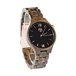 Viable Harvest Men's Real Wood Watches and Solid Wooden Bands (Rose Gold)