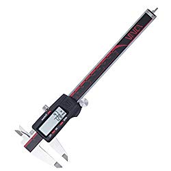 VINCA DCLA-0605 Quality Electronic Digital Vernier Caliper Inch/Metric/Fractions Conversion 0-6 Inch/150 mm Stainless Steel Body Red/Black Extra Large LCD Screen Auto Off Featured Measuring Tool