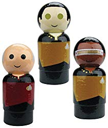 Bif Bang Pow! Star Trek: Tng Set of 3 Picard, Data, La Forge Pin Mate Wooden Figure