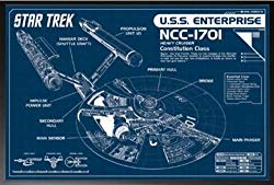 Framed Star Trek - Enterprise Blueprint 36x24 Dry Mounted Poster In Basic Wood Frame Tv Show Art Print Classic