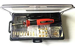 TRUArt Stage 1 Wood/Leather/Cardboard/Paper Pyrography Pen Set w/ Jewelry Soldering Point - Best Woodburning Crafts Burner Tool Kit - Comes with 34 Different Tips, Dual Power Mode - 30W / 15W, Gourd