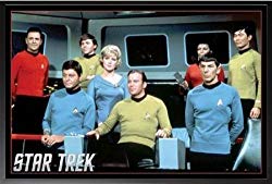 Framed Star Trek - Crew 36x24 Poster In Basic Black Wood Frame Tv Art Print