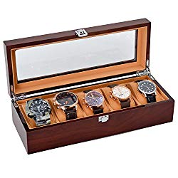 Watch Case for Men 5 Slots Solid Wood Storage Organizer Display Box Exquisite and Durable