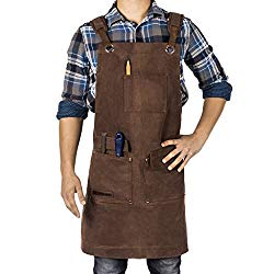 Waxed Canvas Heavy Duty Shop Apron With Pockets Adjustable up to XXL for Men and Women - Texas Canvas Wares