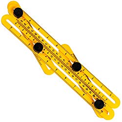 High Five Multi-Angle Template Ruler Adjustable Measuring Template Tool, for Trades, Woodwork, Quilting (ABS, Yellow)