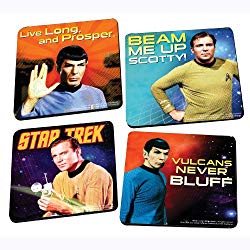 Vandor 80085 Star Trek 4-Piece Wood Coaster Set, Multicolored