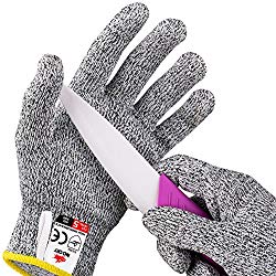 NoCry Cut Resistant Gloves for Kids (8-12 years old) - High Performance Level 5 Protection, Food Grade. Free Ebook Included!