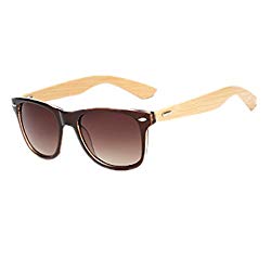 Shiratori Prevent Radiation Classic Bamboo Wood Sunglasses Brown