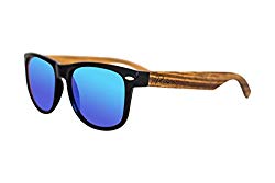 100% Bamboo Wood Wayfarer Sunglasses| Light, Strong & Eco-friendly| Green Mirrored POLARIZED Unisex