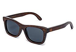 Tree Tribe Floating Bamboo Sunglasses with Polarized Lens - Brown Frame Black Lens