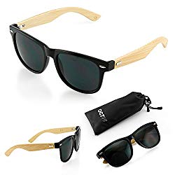 Oct17 Wood Bamboo Wooden Vintage Sunglasses Eyewear for Mens Womens - Black