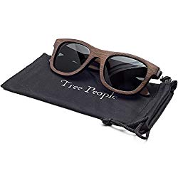 Wood Sunglasses for Men and Women - Polarized Bamboo Wayfarer with Wooden Case