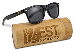 Bamboo Sunglasses - 100% Polarized wooden shades for Men & women from the "50/50" collection! (Black, Black)