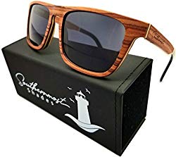 Natural Wood Sunglasses for Men - Wooden Frame - Genuine Polarized Lenses (Rosewood - Dark Lenses)