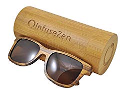 Zebra Wood Sunglasses, Wooden Sun Glasses for Men & Women, Trendy Unisex Shades (with Tea Colored Lenses)