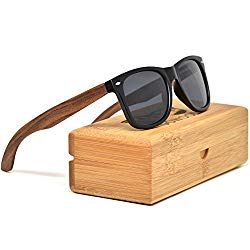 Walnut Wood Wayfarer Sunglasses For Men & Women with Polarized Lenses with Wood Box GOWOOD