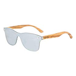 Limitless Wooden Sunglasses, Wooden Retro Frameless Sunglasses, Vintage Mirror UV400 Polarized Rimless Eyewear (Retro Silver, Silver)