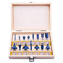 LU&MN Carbide Tipped Router Bits (15 PCS) With 1/4" Shank, Wood Milling Saw Cutter, All Purpose (Woodworking Tools for Home Improvement and DIY)