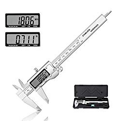 Digital Caliper Electronic Vernier Calipers Gauge Measuring Tool 0-6 Inch/MM Stainless Steel Large LCD Screen Auto OFF for DIY Woodworking Jewelry