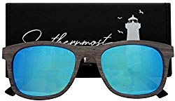 Oak Wood Sunglasses for Men & Women - Wooden Frame - Genuine Polarized Lenses (Gray Oak with Blue Lenses)