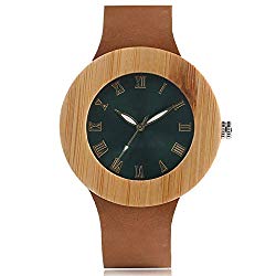 Creative Women Wooden Watch, Bamboo Minimalist Roman Number Quartz Analog, Bamboo Wristwatch Bracelet