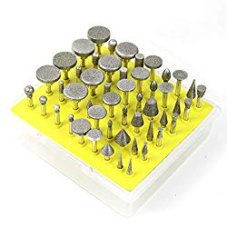 Diamond Burrs Set Kit, PANGOLIN Diamond Coated Rotary Diameter 1/8-Inch Ideal for Dremel Rotary Tools,Woodworking,Jewelry,Glass,Stone or DIY Fancier-50-Piece in 1 Package Include