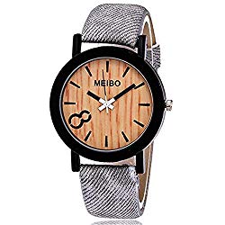 Triskye Women Analog Quartz Watches Business Casual Modeling Wooden Leather Strap Band Wrist Watch Girls Ladies Alloy Dress Gift Wristwatch