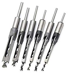 Breynet Woodworker Square Hole Mortise Chisel Drill Bit Tool Set Kit for Wood, Woodworking Hole Saw Mortising Chisel Drill Bit Set Attachment for Drill Press 1/4" 5/16" 3/8" 1/2" 9/16" 5/8"