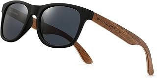 Gafas de sol polarizadas de madera retro, marco de acabado mate de estilo fresco con patillas de madera para hombres y mujeres, regalos perfectos