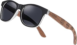 Gafas de sol de policarbonato de madera para hombres y mujeres luz polarizada protección UVA patrón de pie de madera tallada gafas de sol