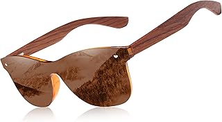 KINGSEVEN Wooden Sunglasses Polarized UV 400 Protection Mirrored Lenses Ultra Light Bubinga Frame B-5504
