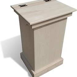 Peaceful Classics Gabinete de basura de madera – Bote de basura de madera con diseño oculto, elegante bote de basura para cocina, gabinete hecho por Amish, cubo de basura oculto hecho a mano,