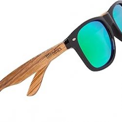 Woodies Gafas de sol de madera Zebra con lente polarizada de espejo verde y marco de madera real para hombres y mujeres | 100% protección UVA/UVB, Verde