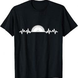 Carpenter Woodworking Saw Heartbeat Camiseta, Negro, S