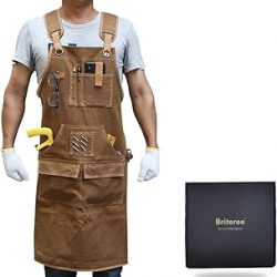 Delantal de carpintería para hombres, regalos para hombres, con 9 bolsillos para herramientas, delantal de trabajo de lona encerada duradera para carpinteros, carpinteros, herreros (delantal