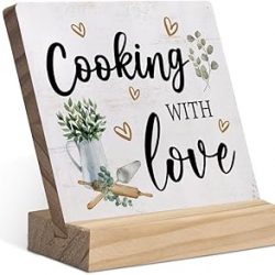 Placa de madera con soporte de madera, placa de madera rústica para cocina, decoración de escritorio para el hogar, cocina, mesa, estante