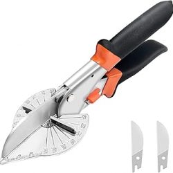 BELLOYON - Cortador de inglete multiángulo, herramientas manuales para cortar madera blanda, plástico, moldura de molde, cortador redondo de un cuarto, ajustable de 45 a 135 grados con 2 cuchillas de