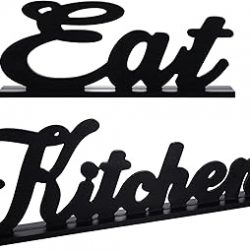 Jetec Letrero decorativo de madera para cocina, decoración rústica de granja, letras de madera para cocina, hogar y sala de estar, 2 piezas