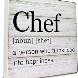 Regalo de chef para hombres y mujeres, citas de definición de chef, caja de madera, letrero decorativo de madera, decoración de cocina para el hogar, estante de mesa de escritorio, 5 x 5 pulgadas