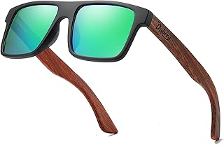 DUBERY Gafas de sol polarizadas cuadradas con marco de madera para hombres y mujeres, protección UV400, gafas de sol de madera D833
