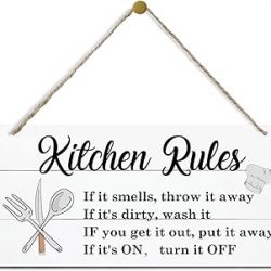 Letreros de decoración de cocina, placa decorativa de madera para colgar, decoración de cocina de granja, decoración de pared de arte de cocina, decoración rústica de pared para el hogar, decoración