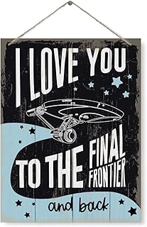 Cartel de Star Trek, letrero de madera de granja, I Love You to the Final Frontier, placa de madera decorativa para colgar, letrero vintage de Star Trek, arte de pared de estrellas, decoración rústica