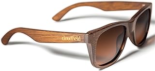 cloudfield Gafas de sol con marco de madera para hombres y mujeres con lentes polarizadas de 9 capas y doble capa de revestimiento de bloqueo UV