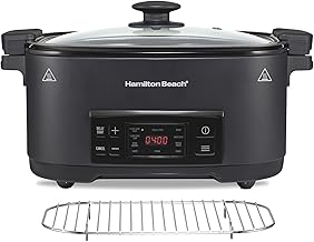Hamilton Beach Olla de cocción lenta programable 9 en 1 de 6 cuartos de galón con funciones de dorar, dorar, arroz, vapor, salteado, inicio retardado y mantener el calor, antiadherente, sin PFAS, apto
