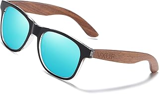 Wooden Sunglasses Polarized for Men Women UVA/UVB Protection Wooden Bamboo Frame Mirrored Sun Glasses