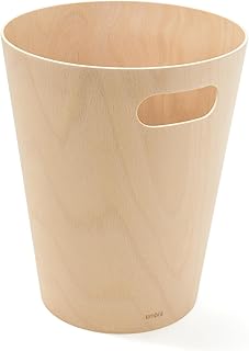Umbra Woodrow - Cubo de basura de madera moderno de 2 galones o papelera de reciclaje para el hogar u oficina, natural