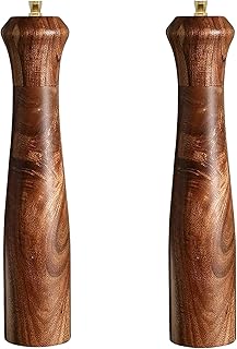 Juego de molinillo de sal y pimienta de madera, molinillo manual de sal y pimienta, molinillo de sal de madera de acacia recargable, molinillo de pimienta con grosor ajustable, salero y pimentero,